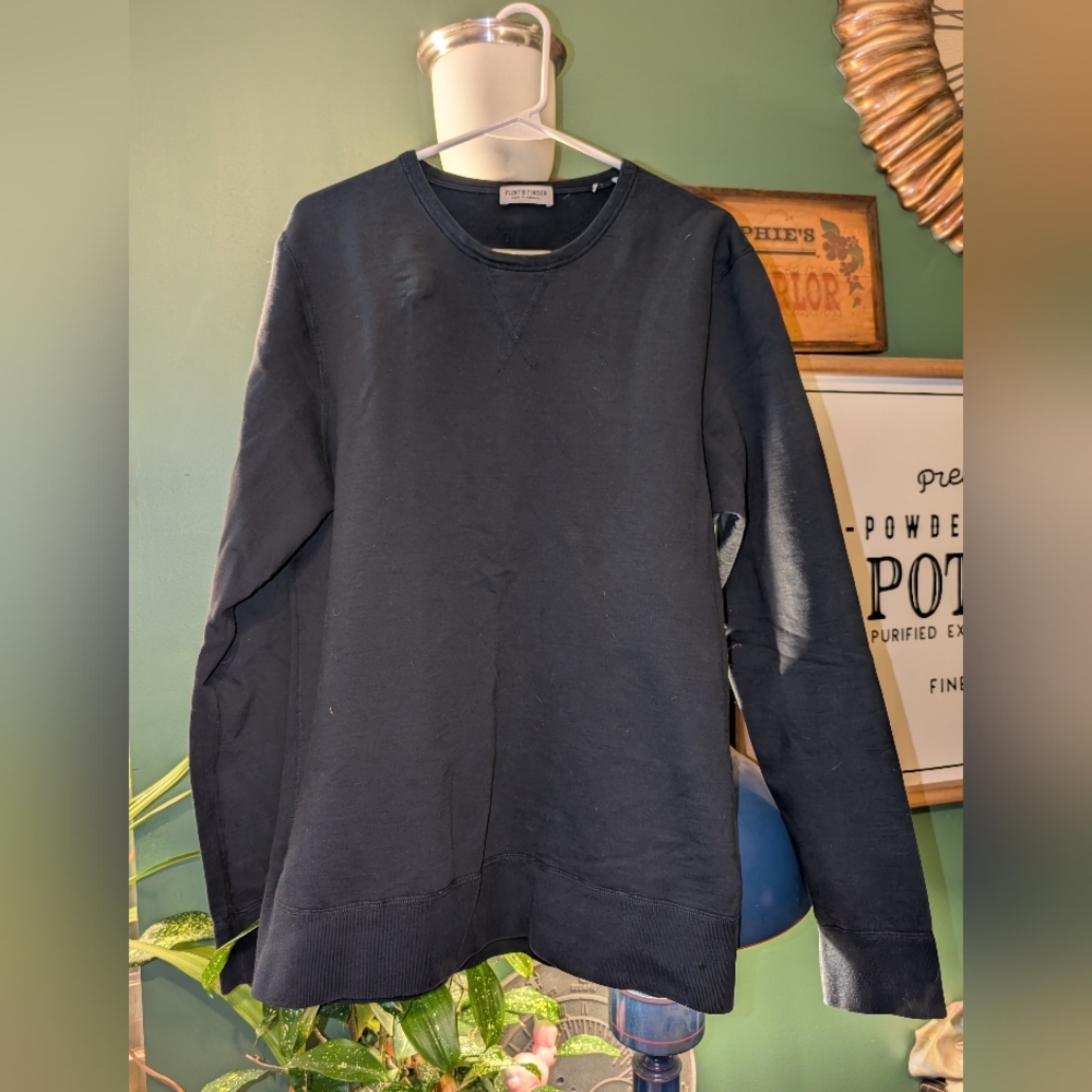 Flint And Tinder French Terry Crew Shirt Long Sleeve Mens Black Cotton Pullover